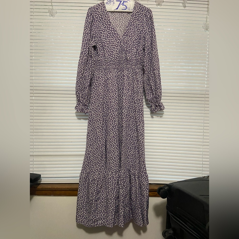 SHEIN Purple Polka Dot Maxi Dress